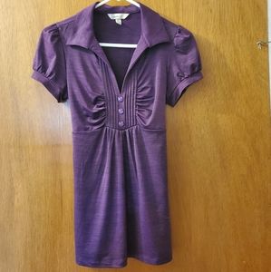 SALE Dark purple silky collared blouse